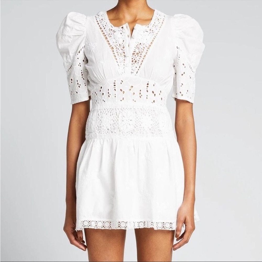 LOVE SHACK FANCY | White Eyelet Mini Dress